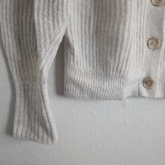 Everlane Alpaca Wool Blend Cropped Cardigan Sweater Cream Ivory XS Cozy - Picture 4 of 11